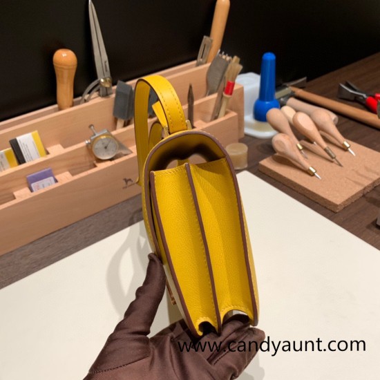 Hermes Constance 19cm swift 9D /Jaune Ambre Gold Hardware 18cm Full Handmade Hermes Constance 19cm swift 9D /Jaune Ambre Gold Hardware 18cm Full Handmade