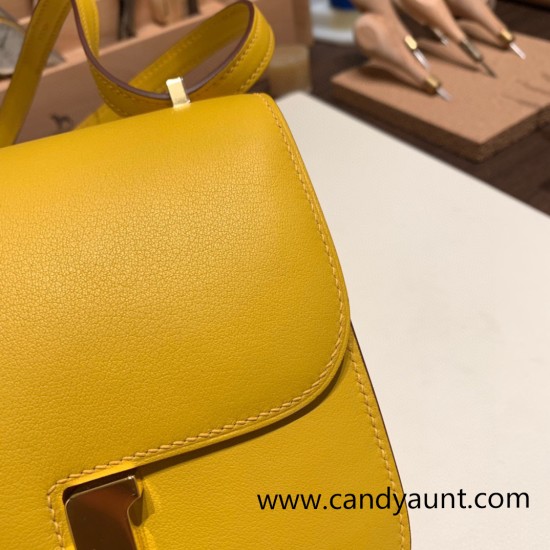 Hermes Constance 19cm swift 9D /Jaune Ambre Gold Hardware 18cm Full Handmade Hermes Constance 19cm swift 9D /Jaune Ambre Gold Hardware 18cm Full Handmade