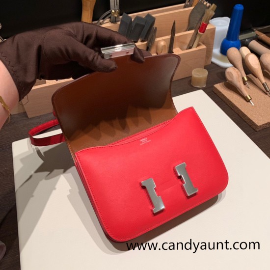 Hermes Constance 19cm swift S3/Rouge Cœur& 37/Gold Silver Hardware 18cm Full Handmade Hermes Constance 19cm swift S3/Rouge Cœur& 37/Gold Silver Hardware 18cm Full Handmade