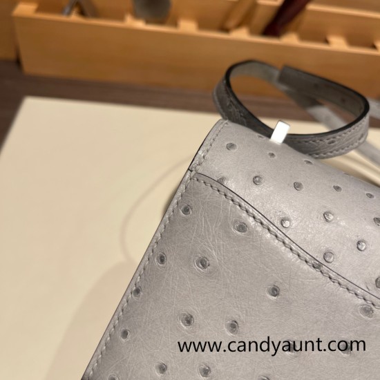 Hermes Constance 19cm ostrich 8L /Beton Gold Hardware 18cm Full Handmade Hermes Constance 19cm ostrich 8L /Beton Gold Hardware 18cm Full Handmade