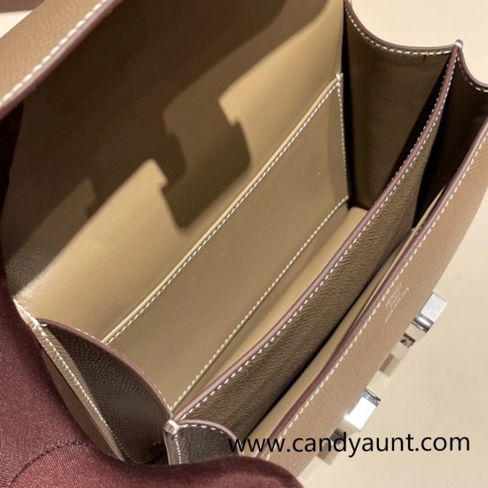 Hermes Constance 19cm Epsom 18 /Étoupe Grey Silver Hardware 18cm Full Handmade Hermes Constance 19cm Epsom 18 /Étoupe Grey Silver Hardware 18cm Full Handmade