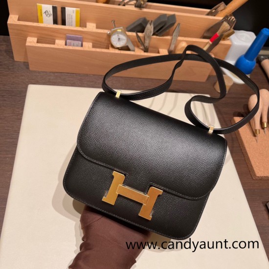 Hermes Constance 19cm 89 /Black Gold Hardware 18cm Full Handmade Hermes Constance 19cm 89 /Black Gold Hardware 18cm Full Handmade