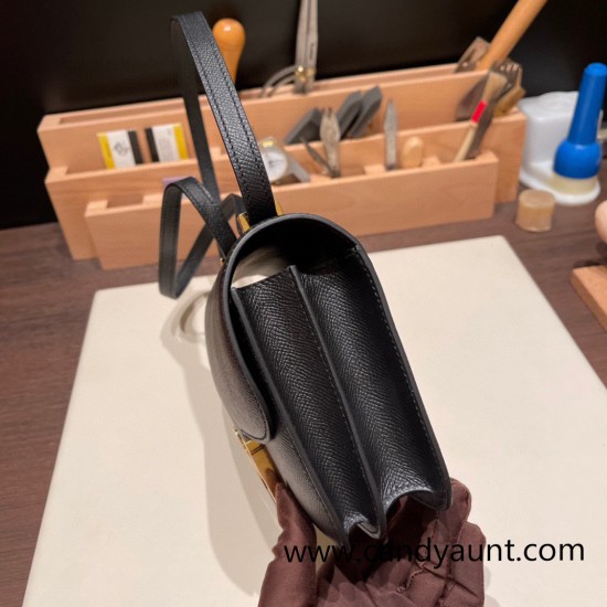 Hermes Constance 19cm 89 /Black Gold Hardware 18cm Full Handmade Hermes Constance 19cm 89 /Black Gold Hardware 18cm Full Handmade