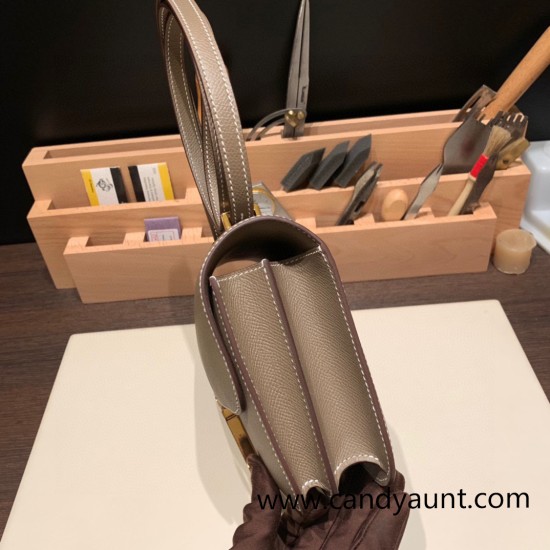 Hermes Constance 19cm Epsom 18 /Étoupe Grey Gold Hardware 18cm Full Handmade Hermes Constance 19cm Epsom 18 /Étoupe Grey Gold Hardware 18cm Full Handmade