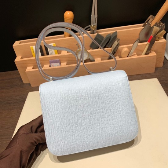 Hermes Constance 19cm Epsom 7R /Azur Silver Hardware 18cm Full Handmade Hermes Constance 19cm Epsom 7R /Azur Silver Hardware 18cm Full Handmade