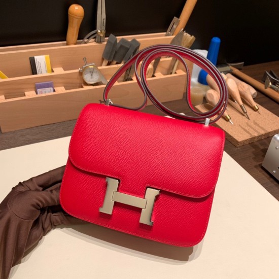Constance 19cm Epsom 54/ Rouge Garance Silver Hardware 18cm Full Handmade Constance 19cm Epsom 54/ Rouge Garance Silver Hardware 18cm Full Handmade