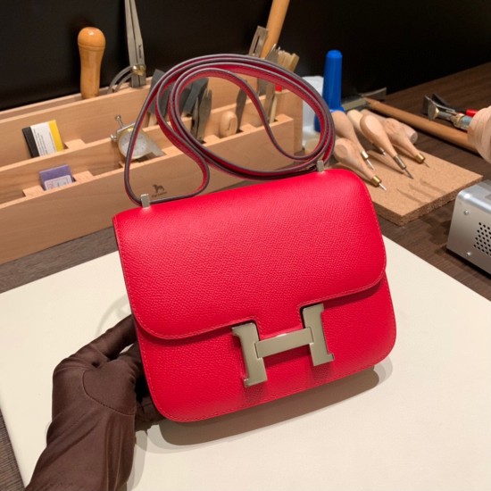Constance 19cm Epsom 54/ Rouge Garance Silver Hardware 18cm Full Handmade Constance 19cm Epsom 54/ Rouge Garance Silver Hardware 18cm Full Handmade