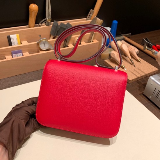 Constance 19cm Epsom 54/ Rouge Garance Silver Hardware 18cm Full Handmade Constance 19cm Epsom 54/ Rouge Garance Silver Hardware 18cm Full Handmade
