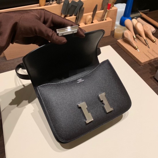 Hermes Constance 19cm Epsom 89 /Black Silver Hardware 18cm Full Handmade Hermes Constance 19cm Epsom 89 /Black Silver Hardware 18cm Full Handmade