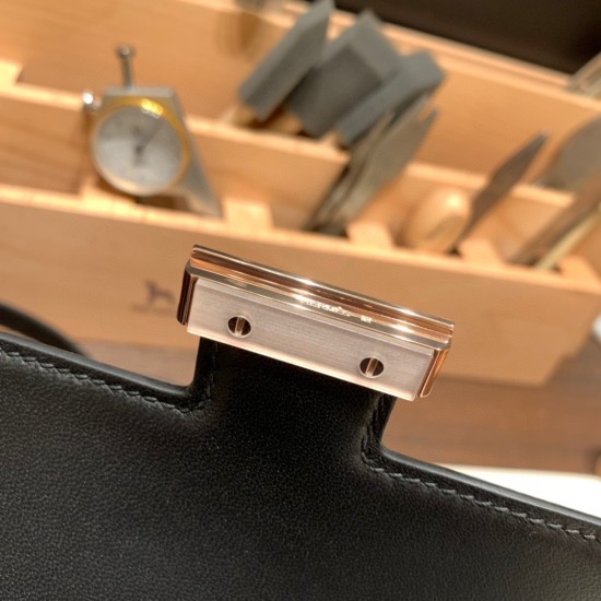 Constance 19cm Epsom 89/ Black (Noir) Rose Gold Hardware 18cm Full Handmade Constance 19cm Epsom 89/ Black (Noir) Rose Gold Hardware 18cm Full Handmade
