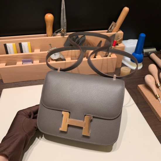 Hermes Constance 19cm Epsom 8F /Etain Rose Gold Hardware 18cm Full Handmade Hermes Constance 19cm Epsom 8F /Etain Rose Gold Hardware 18cm Full Handmade