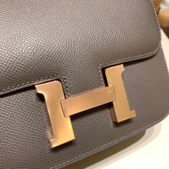 Hermes Constance 19cm Epsom 8F /Etain Rose Gold Hardware 18cm Full Handmade Hermes Constance 19cm Epsom 8F /Etain Rose Gold Hardware 18cm Full Handmade