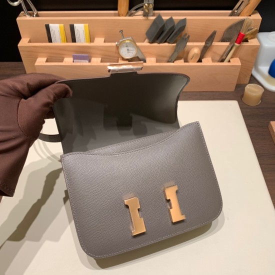 Hermes Constance 19cm Epsom 8F /Etain Rose Gold Hardware 18cm Full Handmade Hermes Constance 19cm Epsom 8F /Etain Rose Gold Hardware 18cm Full Handmade