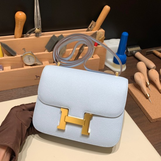 Hermes Constance 19cm Epsom 7R/ Azur Gold Hardware 18cm Full Handmade Hermes Constance 19cm Epsom 7R/ Azur Gold Hardware 18cm Full Handmade