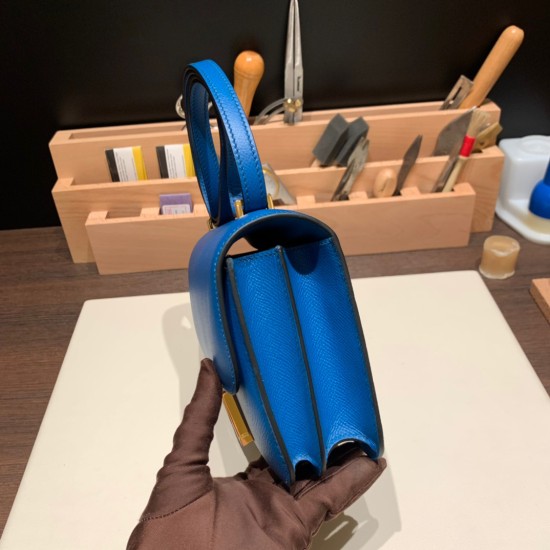 Hermes Constance 19cm Epsom 7P /Blue de Presse Silver Hardware 18cm Full Handmade Hermes Constance 19cm Epsom 7P /Blue de Presse Silver Hardware 18cm Full Handmade