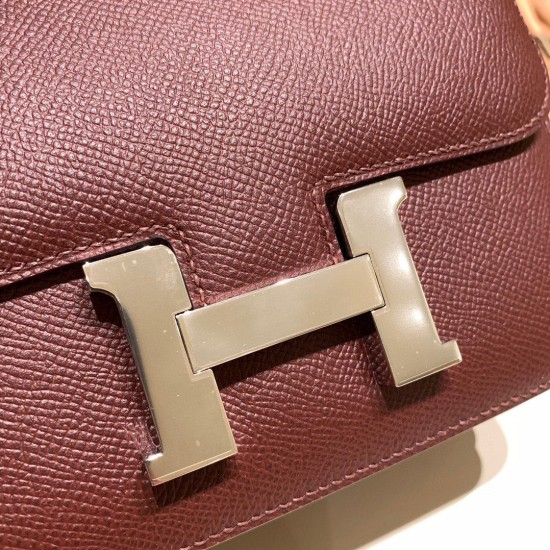 Hermes Constance 19cm Epsom F5/ Bourgogne& 57 /Bordeaux Silver Hardware 18cm Full Handmade Hermes Constance 19cm Epsom F5/ Bourgogne& 57 /Bordeaux Silver Hardware 18cm Full Handmade