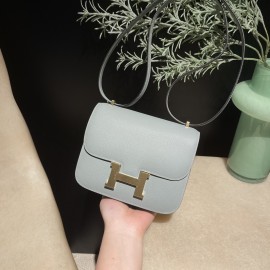 75/Blue Jean   Gold Hardware Constance Mini Constance 19cm Epsom