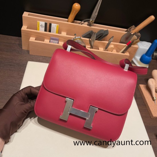 Hermes Constance 24cm swift K1 /Rouge Grenat Silver Hardware Hermes Constance 24cm swift K1 /Rouge Grenat Silver Hardware