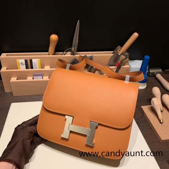 Hermes Constance 24cm Evercolor 1H /Toffee& K4/Rose d’eteSilver Hardware Hermes Constance 24cm Evercolor 1H /Toffee& K4/Rose d’eteSilver Hardware