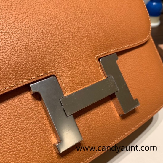 Hermes Constance 24cm Evercolor 1H /Toffee& K4/Rose d’eteSilver Hardware Hermes Constance 24cm Evercolor 1H /Toffee& K4/Rose d’eteSilver Hardware