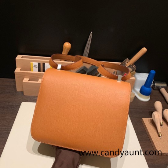 Hermes Constance 24cm Evercolor 1H /Toffee& K4/Rose d’eteSilver Hardware Hermes Constance 24cm Evercolor 1H /Toffee& K4/Rose d’eteSilver Hardware