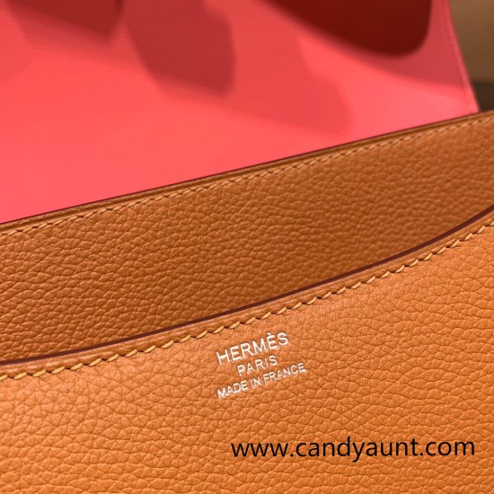 Hermes Constance 24cm Evercolor 1H /Toffee& K4/Rose d’eteSilver Hardware Hermes Constance 24cm Evercolor 1H /Toffee& K4/Rose d’eteSilver Hardware