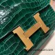 Hermes Constance 24cm Shiny Alligator Crocodile 67 /Vert Fonce Gold Hardware Hermes Constance 24cm Shiny Alligator Crocodile 67 /Vert Fonce Gold Hardware