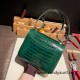 Hermes Constance 24cm Shiny Alligator Crocodile 67 /Vert Fonce Gold Hardware Hermes Constance 24cm Shiny Alligator Crocodile 67 /Vert Fonce Gold Hardware