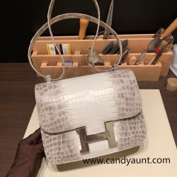 Hermes Constance 24cm Matte Crocodile Niloti 01/ Himalaya Silver Hardware