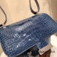 Hermes Constance 24cm Alligator Crocodile N7 /Blue Tempete Silver Hardware Hermes Constance 24cm Alligator Crocodile N7 /Blue Tempete Silver Hardware