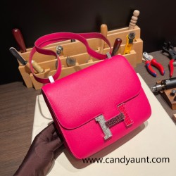 Hermes Constance 24cm epsom I6 /Rose Extreme  Silver Hardware