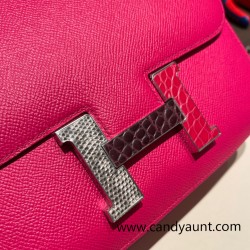 Hermes Constance 24cm epsom I6 /Rose Extreme  Silver Hardware