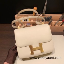Hermes Constance 24cm10 /Craie Gold Hardware