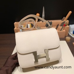 Hermes Constance 24cm epsom10 /Craie Silver Hardware