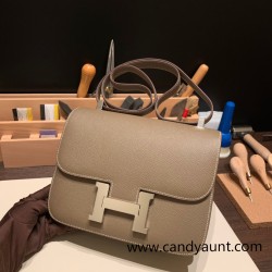 Hermes Constance 24cm epsom18 Étoupe Grey Silver Hardware