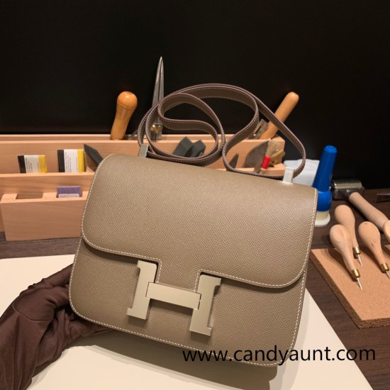 Hermes Constance 24cm epsom18 Étoupe Grey Silver Hardware Hermes Constance 24cm epsom18 Étoupe Grey Silver Hardware