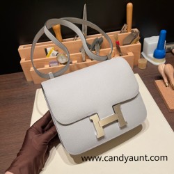 Hermes Constance 24cm Epsom 8U/ Blue Glacier Silver Hardware