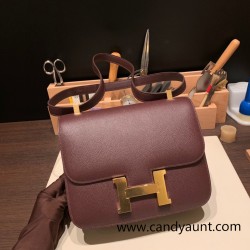 Hermes Constance 24cm Epsom 0G /Rouge Sellier Gold Hardware