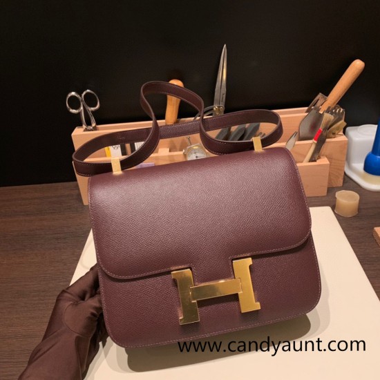Hermes Constance 24cm Epsom 0G /Rouge Sellier Gold Hardware Hermes Constance 24cm Epsom 0G /Rouge Sellier Gold Hardware
