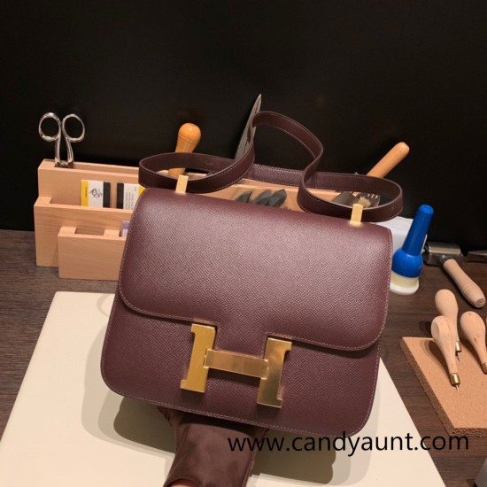 Hermes Constance 24cm Epsom 0G /Rouge Sellier Gold Hardware Hermes Constance 24cm Epsom 0G /Rouge Sellier Gold Hardware