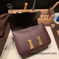Hermes Constance 24cm Epsom 0G /Rouge Sellier Gold Hardware