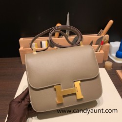 Hermes Constance 24cm Epsom 18 /Étoupe Grey Gold Hardware