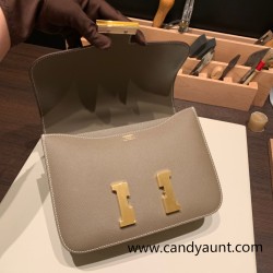 Hermes Constance 24cm Epsom 18 /Étoupe Grey Gold Hardware