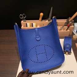 Hermes Evelyn 29cm Clemence 18 7T /Blue Electric Gold Hardware