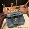 22cm Halzan mini  nilo crocodile  7C Cobalt   Silver Hardware  Full Handmade