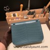 22cm Halzan mini  nilo crocodile  7C Cobalt   Silver Hardware  Full Handmade