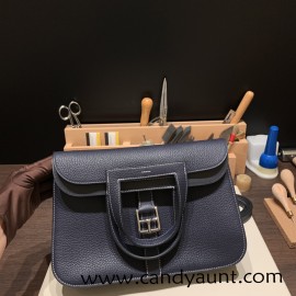 31cm Halzan  Barenia  2Z Blue nuit   Silver Hardware   Full Handmade