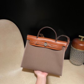 hebag 31 2WAY Herbag Zip 31  Twill Ash Canvas Material  18/Étoupe Grey  Full Handmade