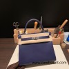Hermes Kelly 25cm evercolor M3/ Blue Encre& Framboise Silver Hardware  Full Handmade 013