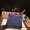 Hermes Kelly 25cm evercolor M3/ Blue Encre& Framboise Silver Hardware  Full Handmade 013